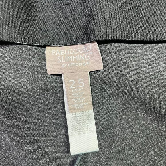 Fabulously Slimming by Chico's 2.5 (14) Short Grey Ponte Pants Elastic Waist - Picture 2 of 7